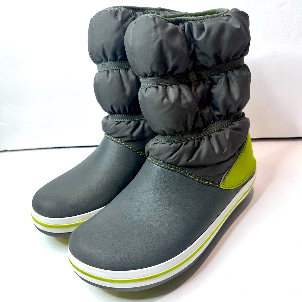 Kids Gray and Green CROC Boots